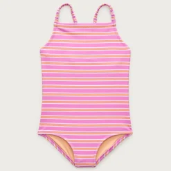 Girls' ruched-strap one-piece swimsuit