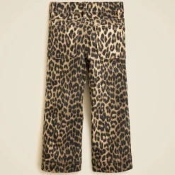 Girls' sailor denim trouser in leopard print