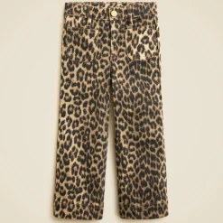 Girls' sailor denim trouser in leopard print