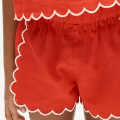 Girls' scallop-trim short in linen blend