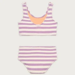 Girls' scrunchie scoopneck two-piece swimsuit in stripe