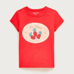 Girls' short-sleeve strawberry candy graphic T-shirt