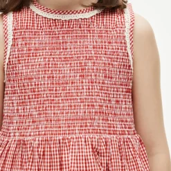 Girls' smocked dress in cotton poplin gingham