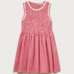Girls' smocked dress in cotton poplin gingham