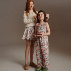 Girls' smocked jumpsuit in painted floral