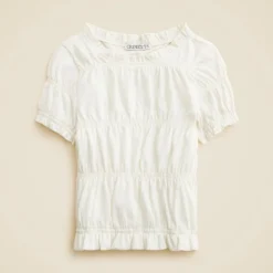 Girls' smocked T-shirt in broken-in-jersey