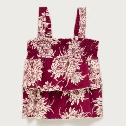 Girls' tiered smocked top in broken-in jersey