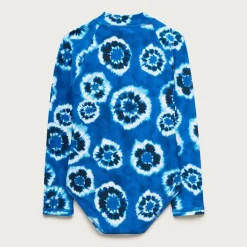 Girls' zip-up rash guard one-piece