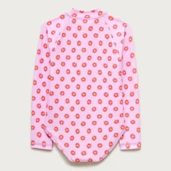 Girls' zip-up rash guard one-piece