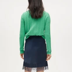 Gwen lace-trim slip skirt in luster charmeuse