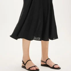 Gwyneth flounce-hem slip skirt in linen