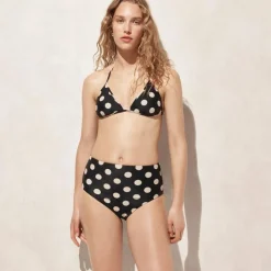 Hallie bikini bottom in dot-stripe print