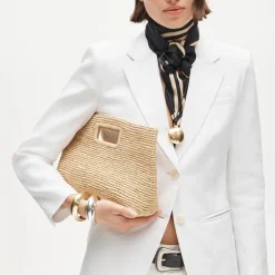 Handknotted raffia rectangular clutch