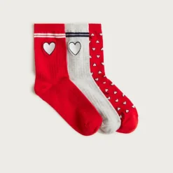 Heart bootie socks three-pack