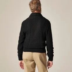 Heritage cotton cable-knit shawl-collar sweater