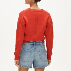 High-rise denim short