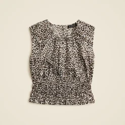Hyacinth top in leopard cotton poplin