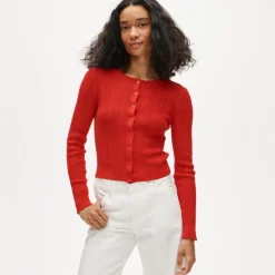 Jackie pointelle cardigan in premium ultra-fine cotton