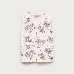 Jackie sweater shell in road trip–print premium ultra-fine cotton blend