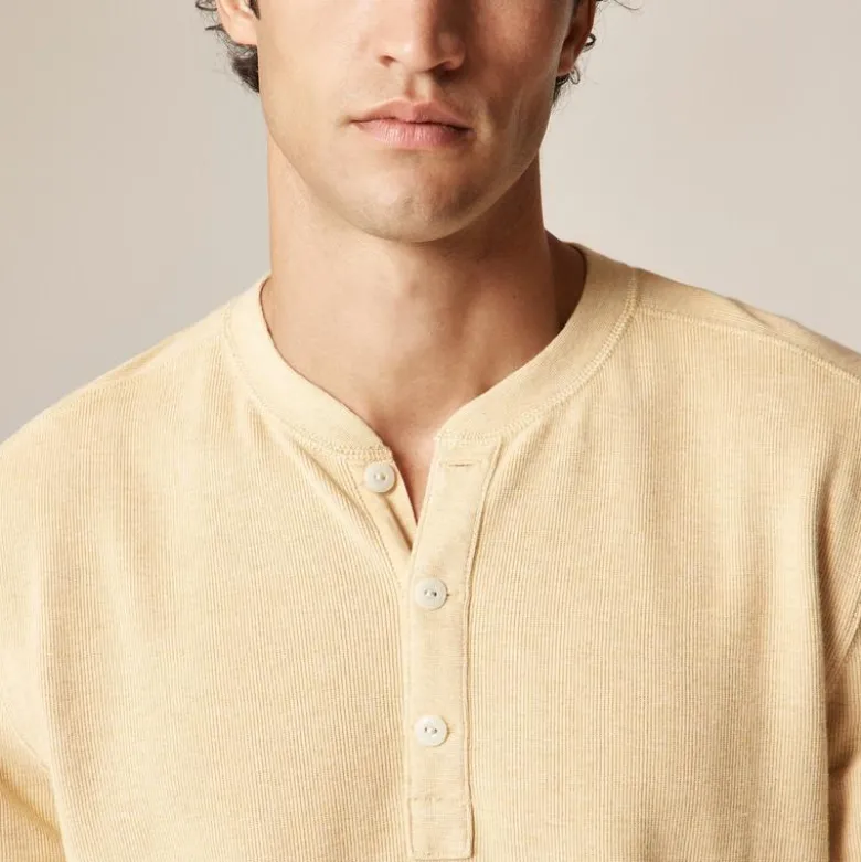 Jacquard rib-knit henley