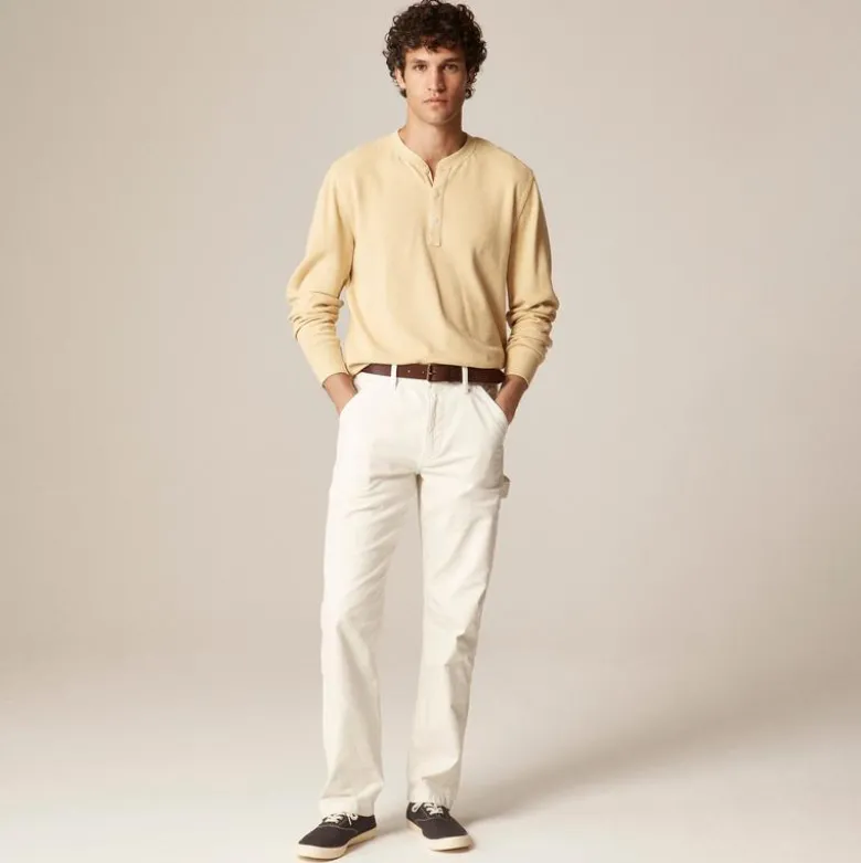 Jacquard rib-knit henley