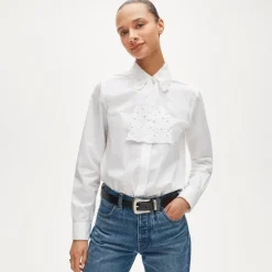 Jules classic-fit eyelet tie-neck shirt