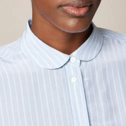 Jules club-collar shirt in striped crepe de chine