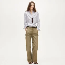 Jules ruffle-collar shirt in striped cotton poplin