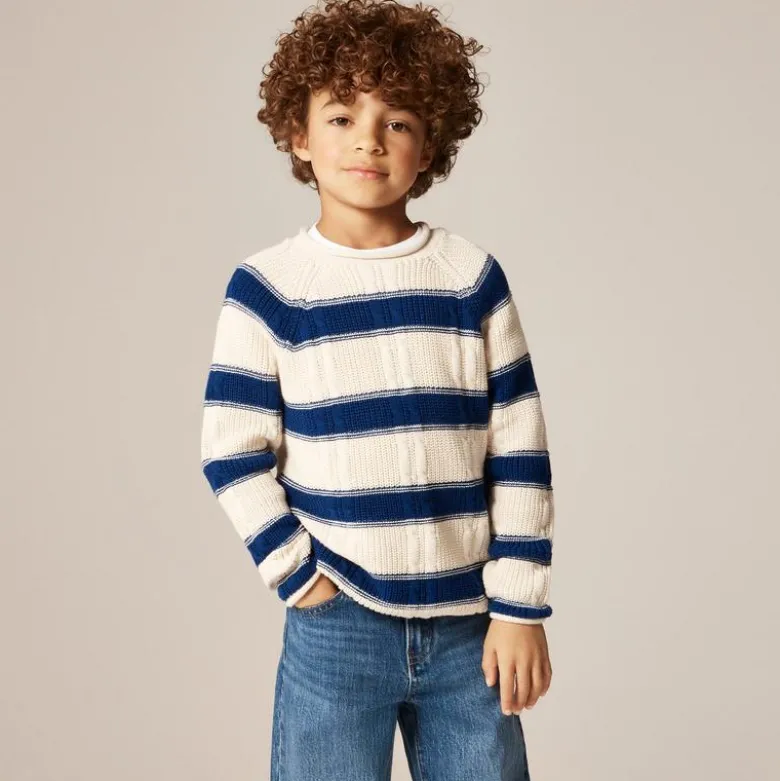 Kids' 1988 cable-knit Rollneck™ sweater in stripe