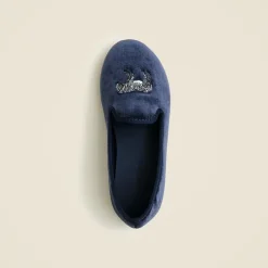 Kids' embroidered-zebra velvet slip-on shoes