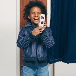 Kids' faux-wool jacket in pinstripe
