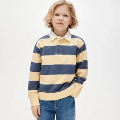 Kids' junior varsity rugby sweatshirt in striped terry