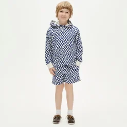 Kids' lightweight cotton hoodie in checkerboard