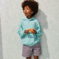 Kids' linen-blend pull-on short in gingham