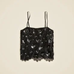 Lace-trim camisole with embellishments