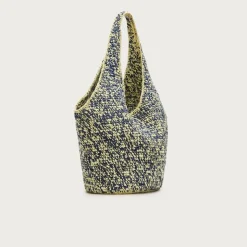 Large handwoven tote in marled straw