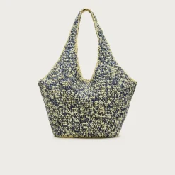 Large handwoven tote in marled straw