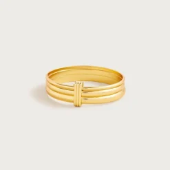 Layered metallic cuff bracelets set-of-three