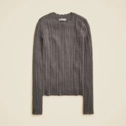 Layered pointelle sweater-tee in merino wool
