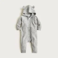 Limited-edition baby cashmere cable-knit bear one-piece
