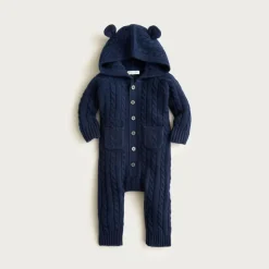 Limited-edition baby cashmere cable-knit bear one-piece