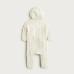 Limited-edition baby cashmere cable-knit bear one-piece