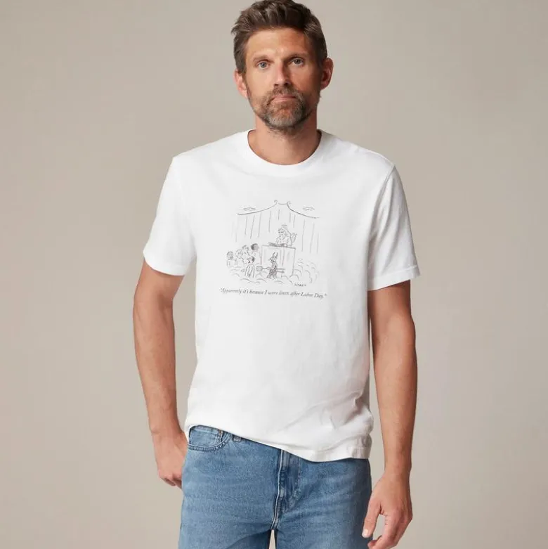 Limited-edition The New Yorker X J.Crew vintage-wash cotton graphic T-shirt