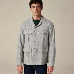 Linen-cotton blend twill shirt-jacket