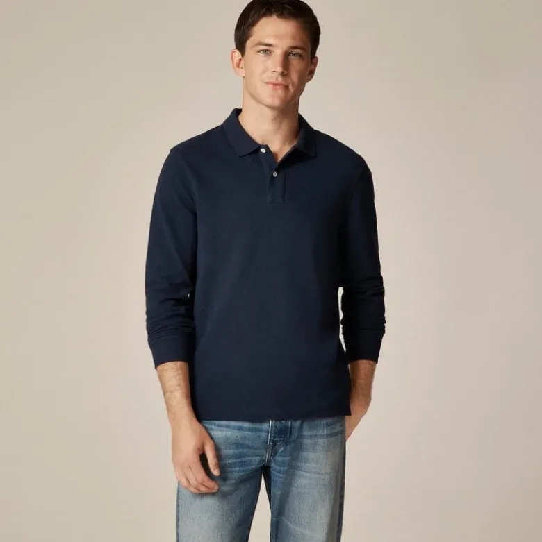 Long-sleeve classic piqué polo shirt