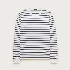 Long-sleeve crewneck in striped maritime jersey
