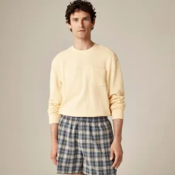 Long-sleeve macropiqué cotton T-shirt