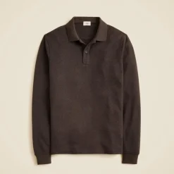 Long-sleeve polo shirt in double-knit jacquard