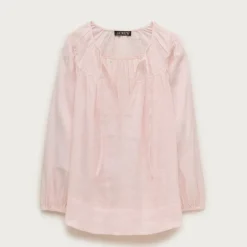 Long-sleeve tunic top in Hampton linen-blend