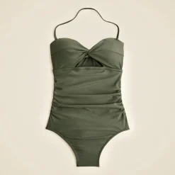 Long-torso ruched cutout one-piece